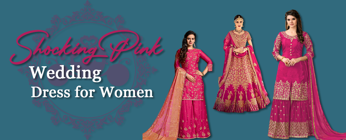 Shocking pink 2025 bridal dress