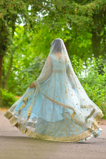 Mystique Ice Blue Kalidaar Formal Peshwas Dress | RJ’S PRET