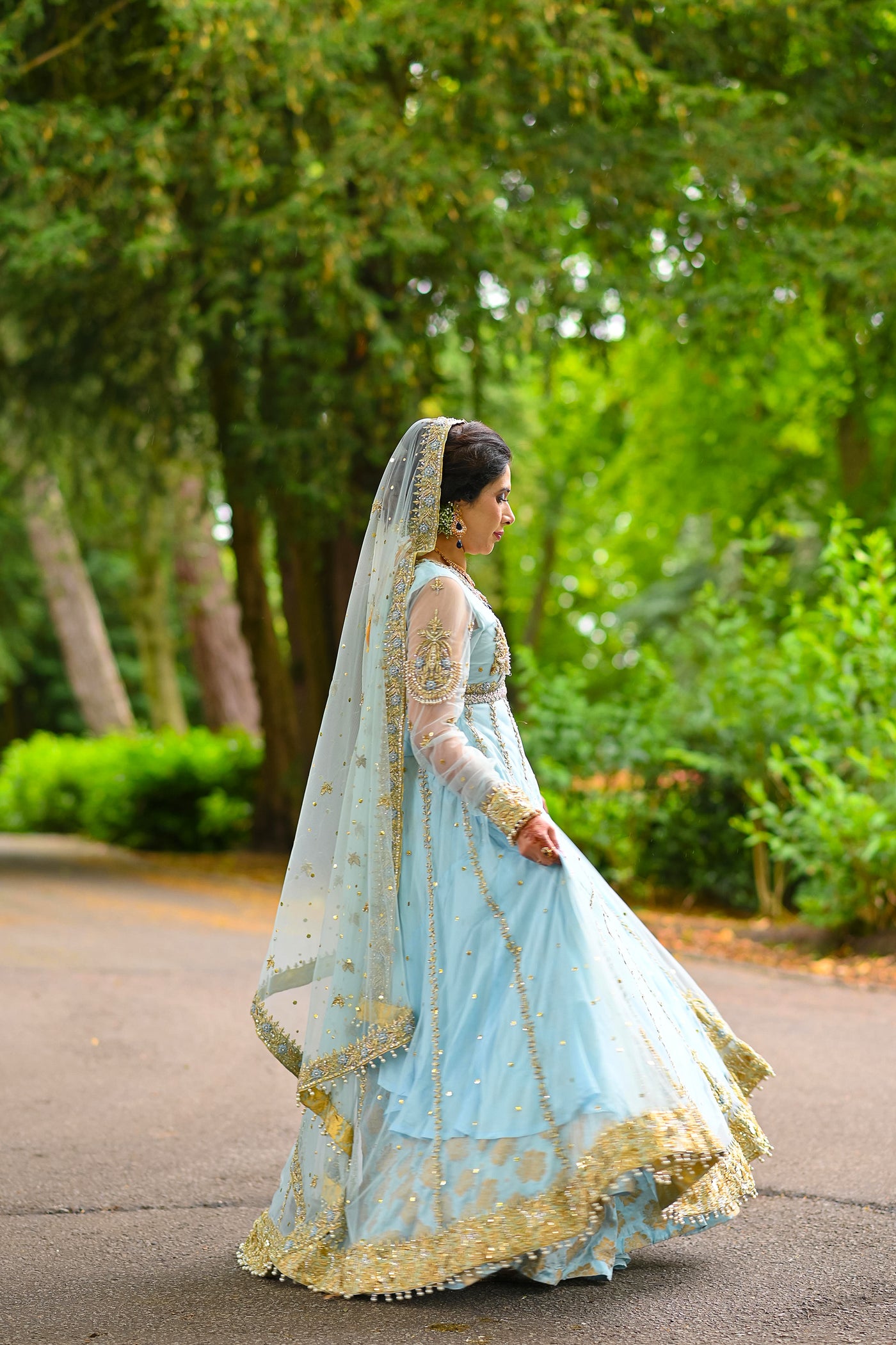 Mystique Ice Blue Kalidaar Formal Peshwas Dress | RJ’S PRET