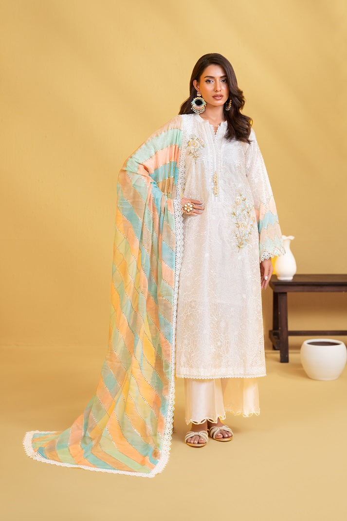 Cloud Dancer Nooreh – Luxury 3 Piece Embroidered Dress
