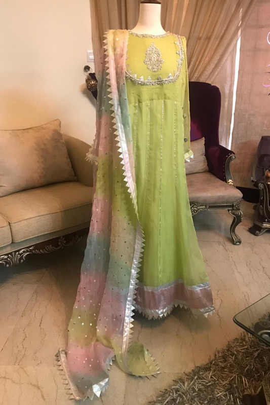  LIME GREEN KALIDAAR FROCK | RJ’S PRET