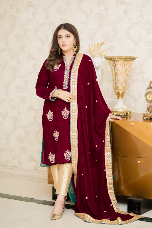 CHANDNI (BURGUNDY) | SHADMANI | RJ’S PRET