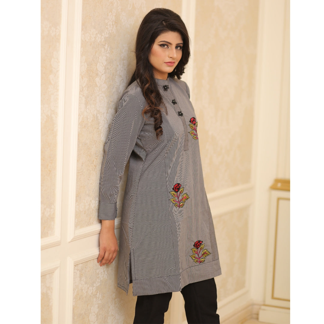 Grey Striped Kurta | Rj’s Pret