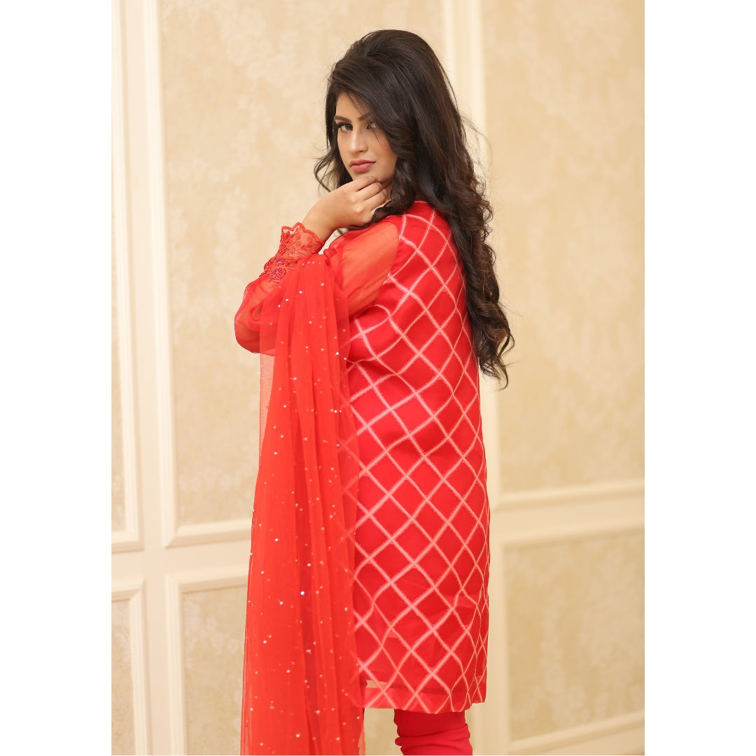 Valentine Red Organza Shirt | Rj’s Pret