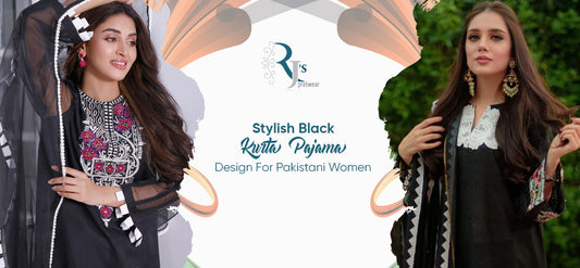 Stylish Black Kurta Pajama Design For Pakistani Women