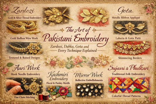 The Art of Pakistani Embroidery — Zardozi, Dabka, Gota and Every Technique Explained