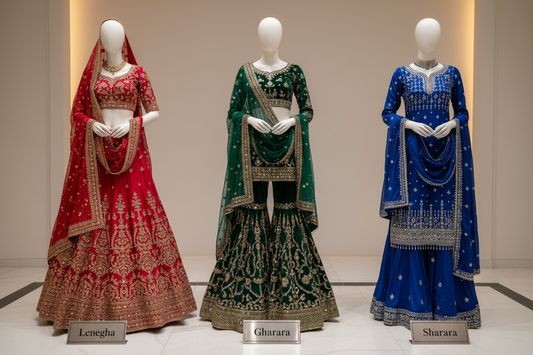 Lehenga vs Gharara vs Sharara