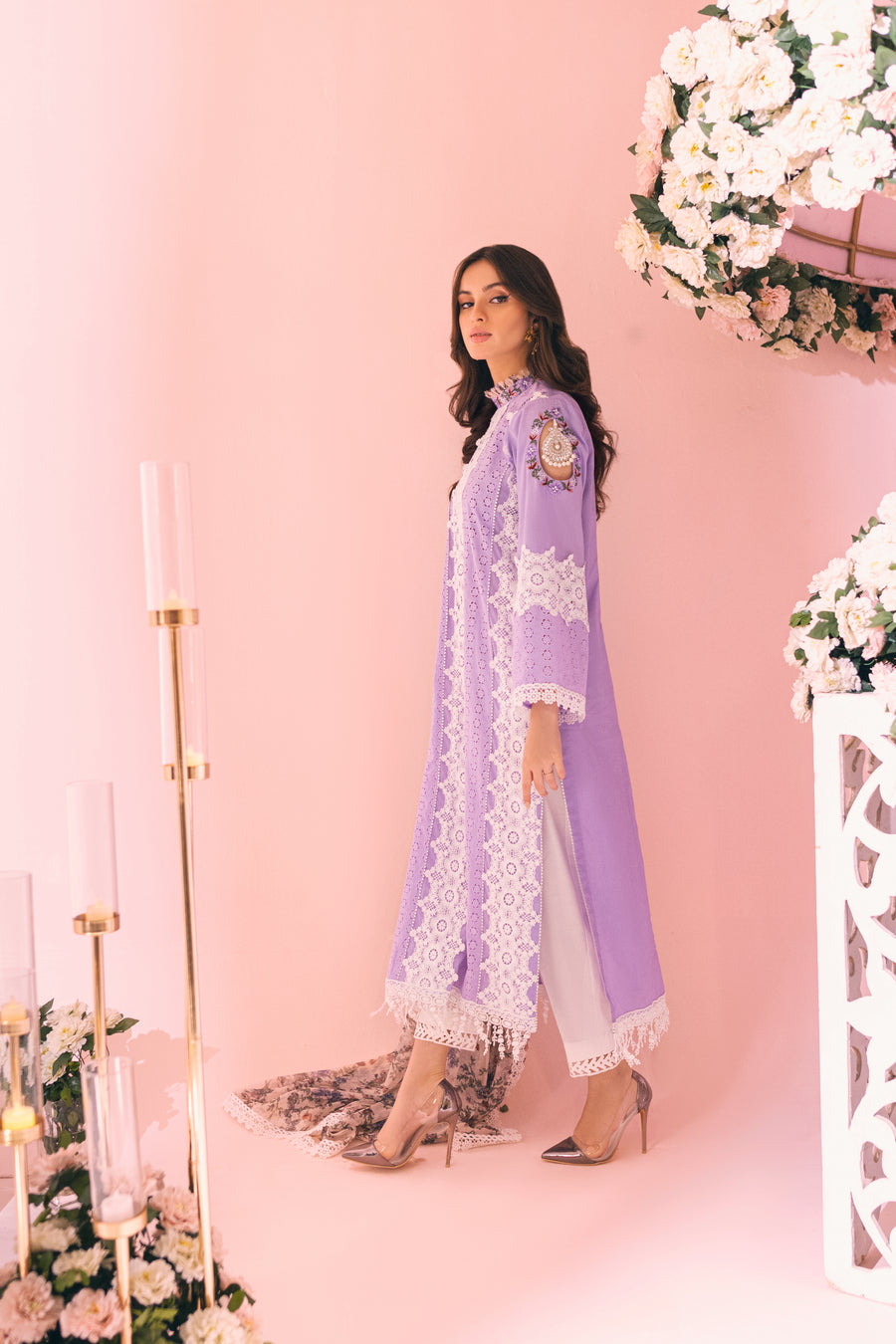 Lilac Garden Inaaya Embroidered Lawn Suit | RJ’S PRET