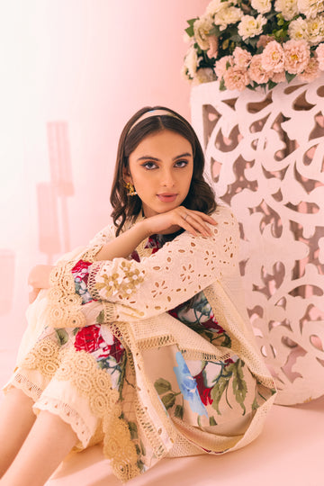 Beige Aura Inaaya Embroidered Lawn Suit | RJ’S PRET