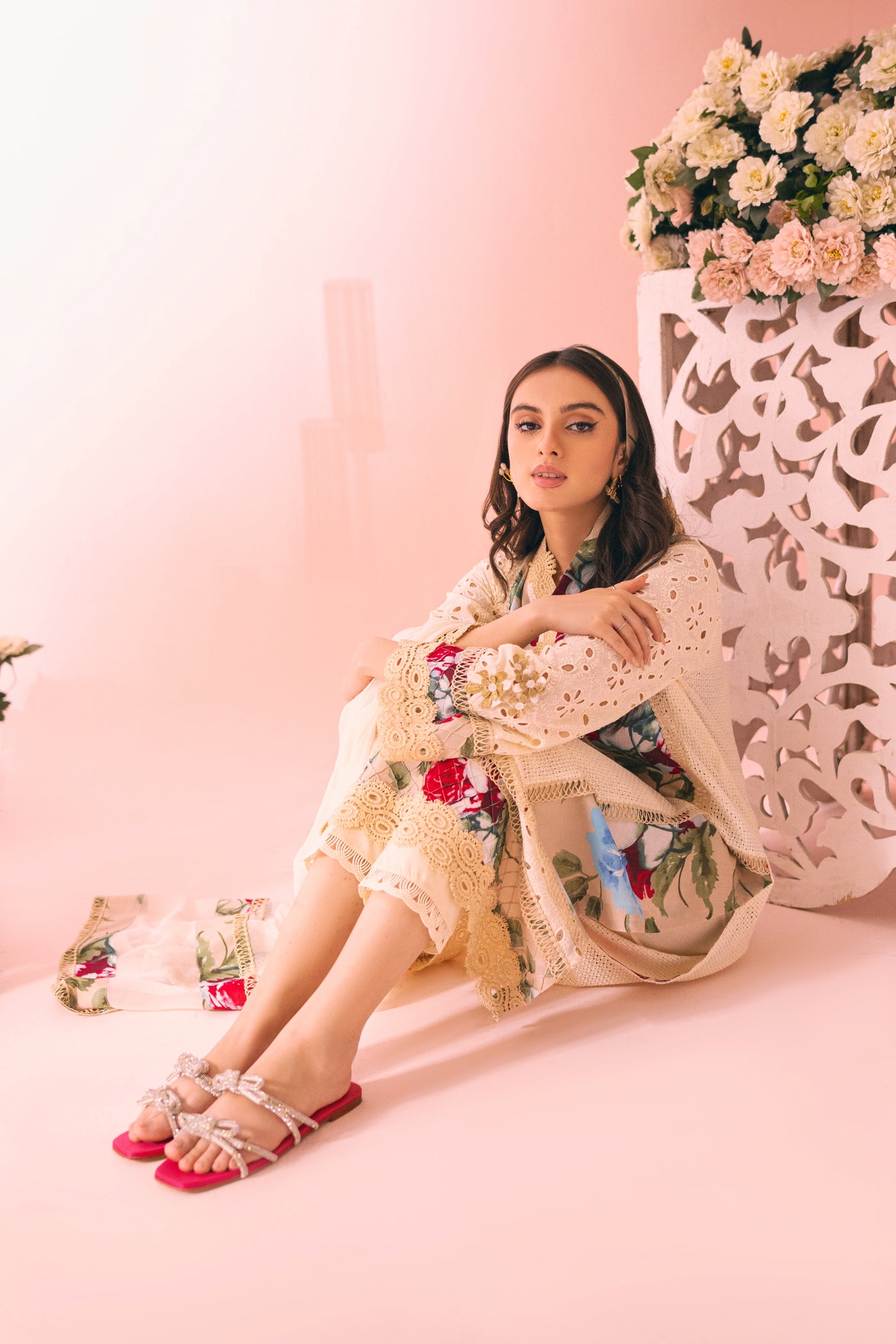 Beige Aura Inaaya Embroidered Lawn Suit | RJ’S PRET
