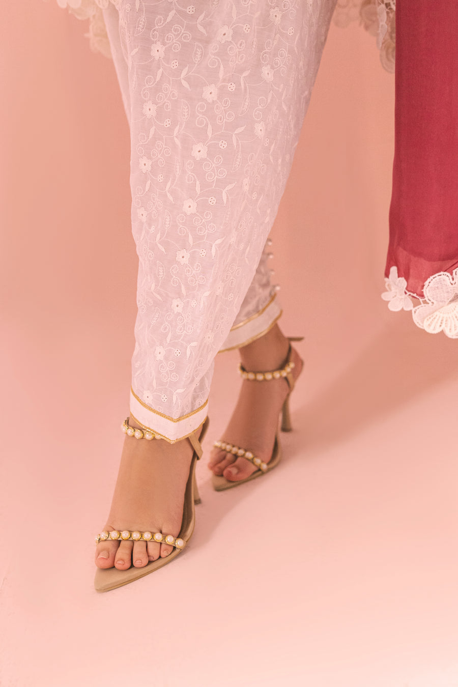 Pink Rose Inaaya Embroidered Khaddi Net Dress | RJ’S PRET
