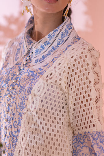 Blue Fever Inaaya Embroidered Lawn Shirt | RJ’S PRET