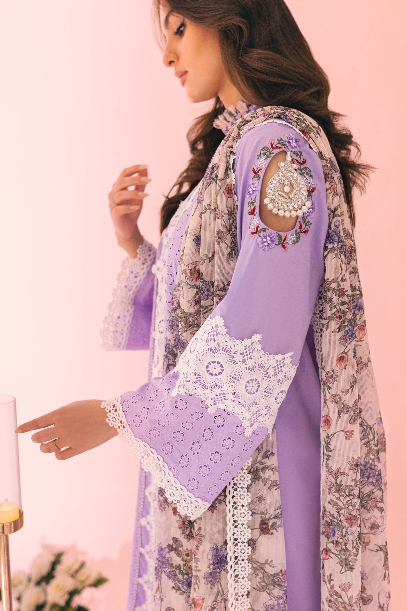 Lilac Garden Inaaya Embroidered Lawn Suit | RJ’S PRET
