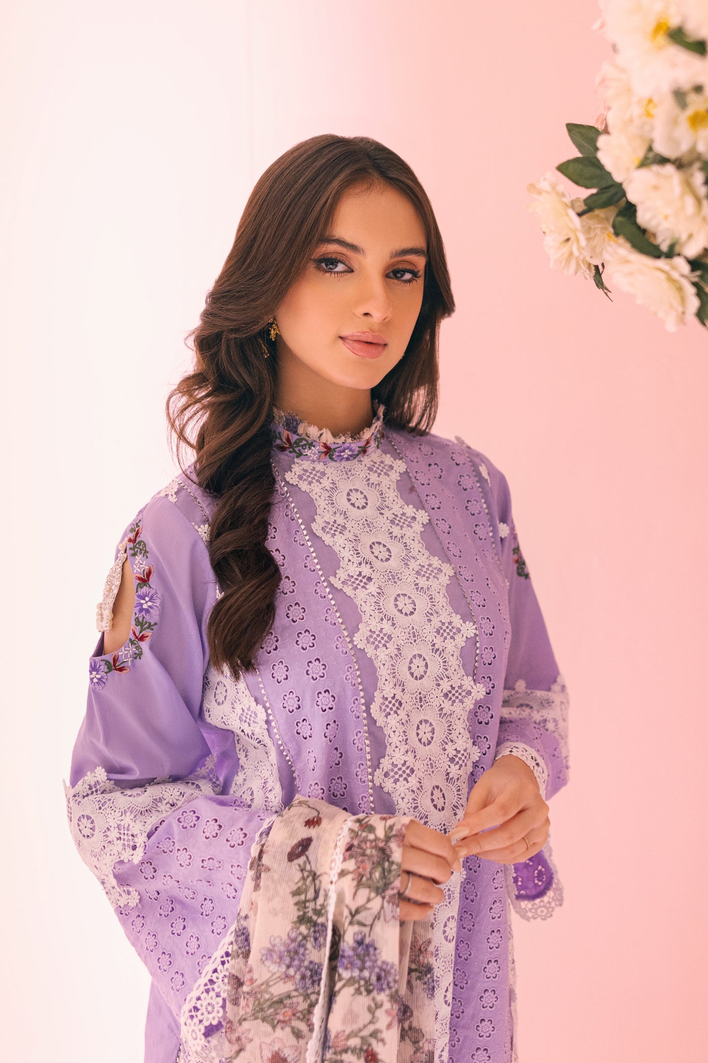 Lilac Garden Inaaya Embroidered Lawn Suit | RJ’S PRET