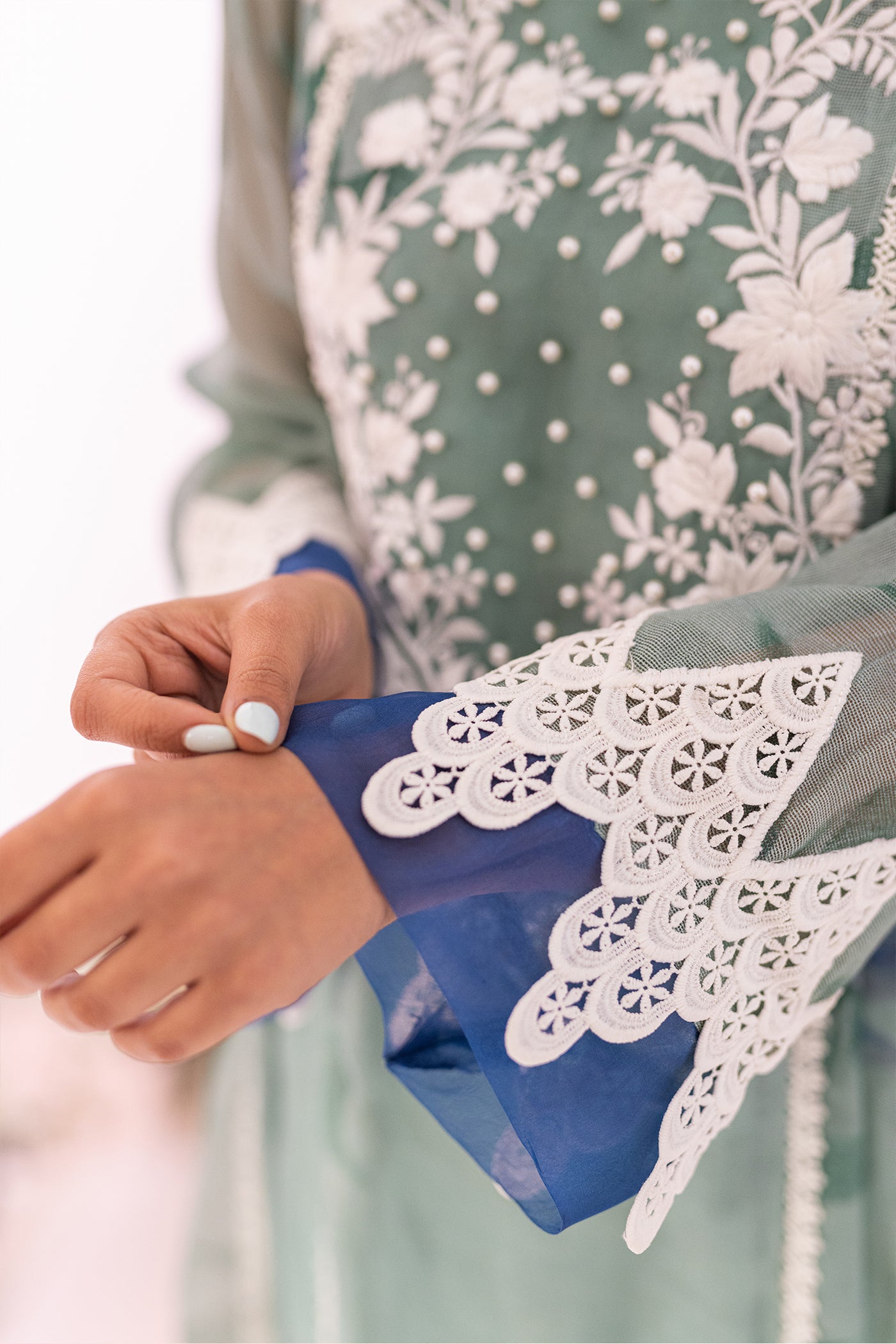 Mint Rose Inaaya Embroidered Khaddi Net Suit | RJ’S PRET