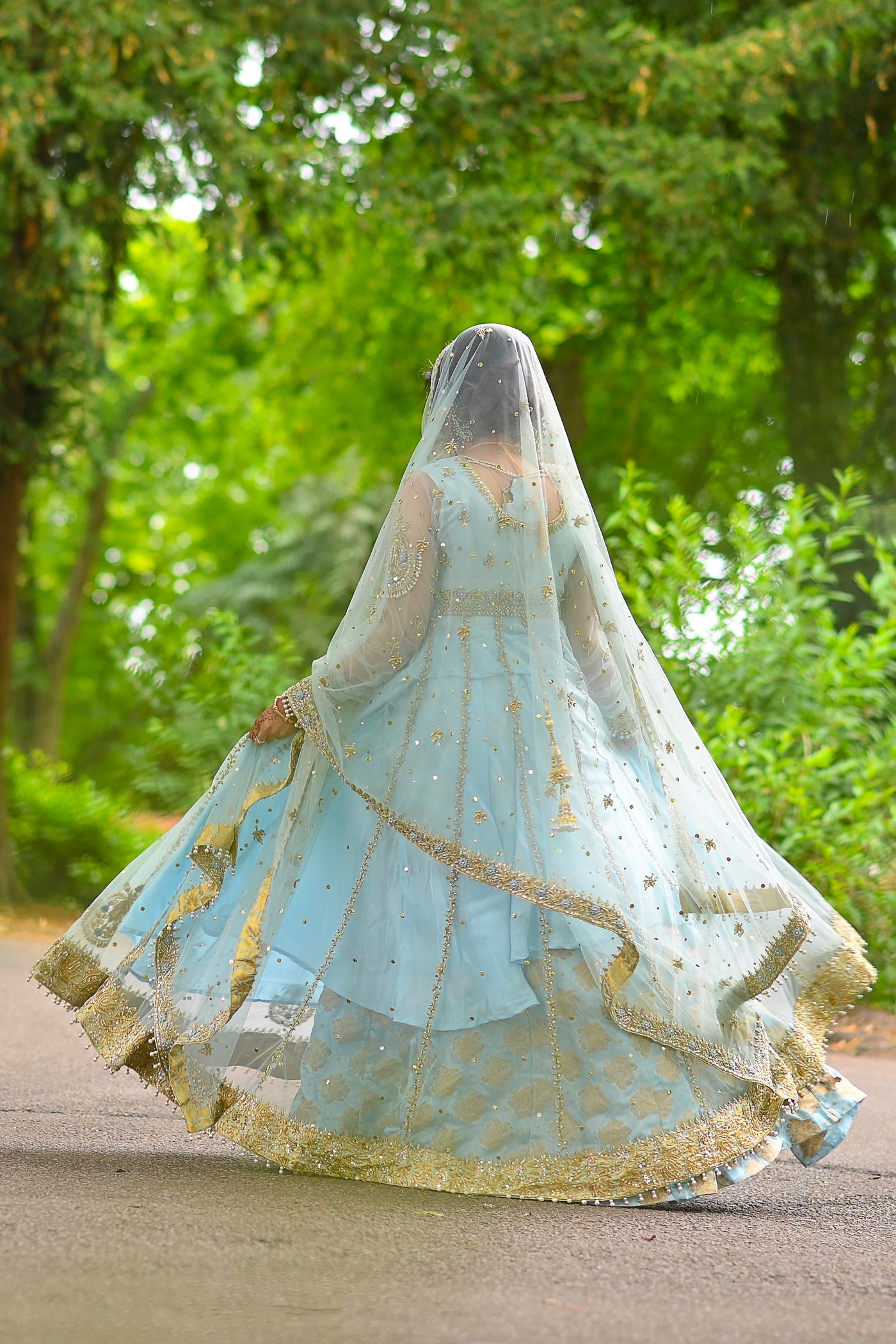 Mystique Ice Blue Kalidaar Formal Peshwas Dress | RJ’S PRET