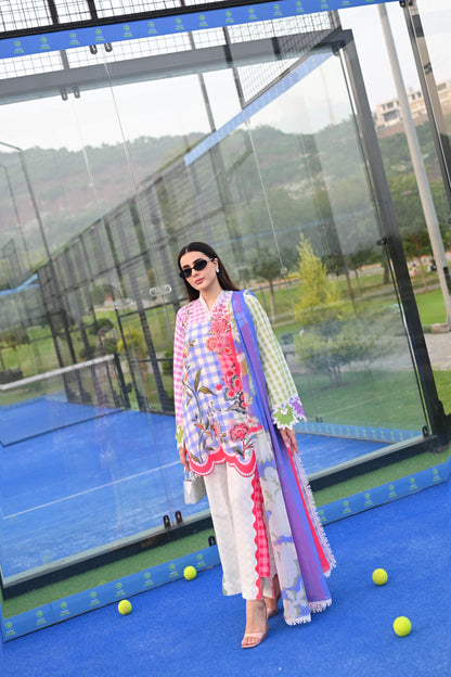 Check Me Out pastel gingham and floral printed cotton silk 3 piece with culotte trousers, Vignette 3 by RJ's Pret (look 5)