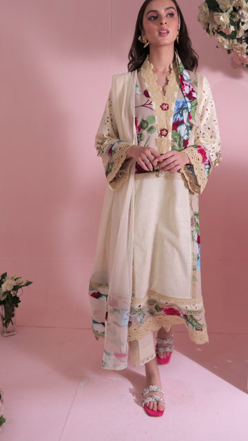 Beige Aura Inaaya Embroidered Lawn Suit | RJ’S PRET
