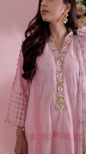 Pink Garden Inaaya Embroidered Lawn Suit | RJ’S PRET