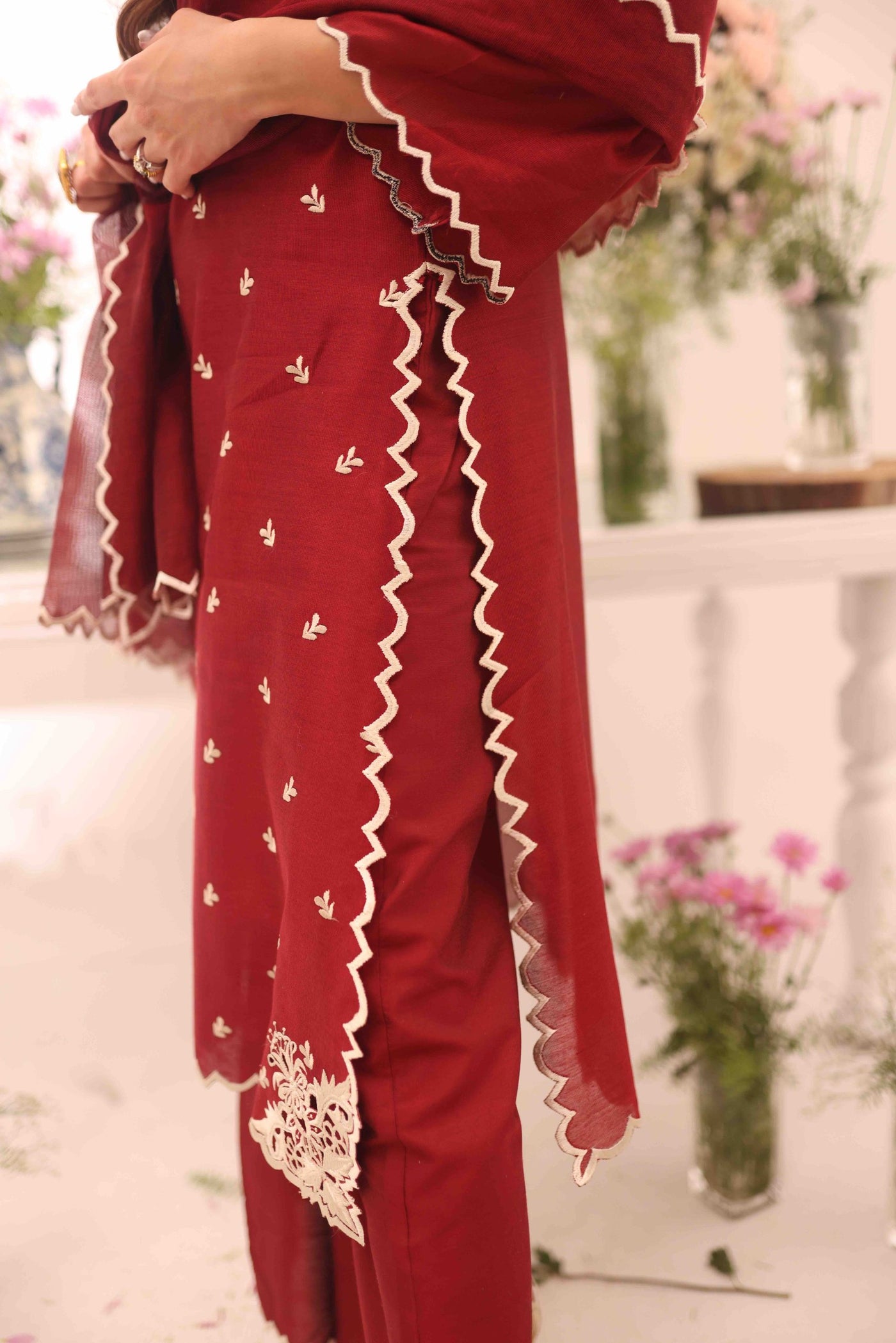 Red Dahlia Umeed Embroidered Net Kurta Set | RJS PRET
