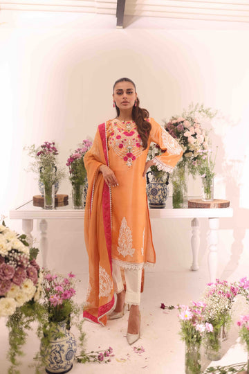 Flame of the Forest Umeed Embroidered Net Kurta | RJS PRET