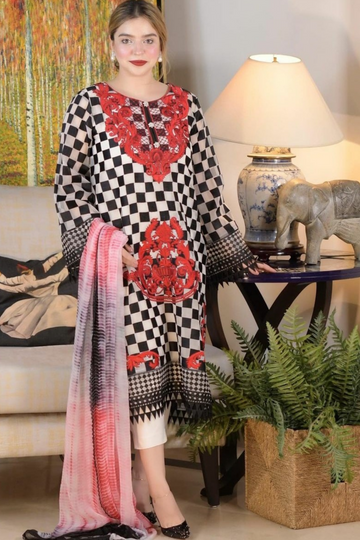 FLORENCE (BLACK & RED) | CARNIVAL | 3 Piece Embroidered Suit