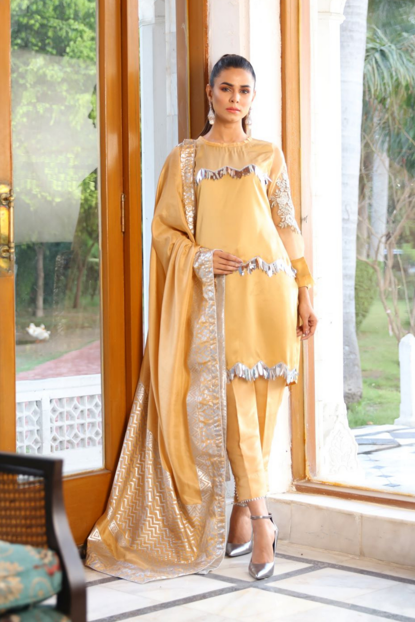 Zig Zag Mystique Silk Embellished Suit | RJ'S PRET