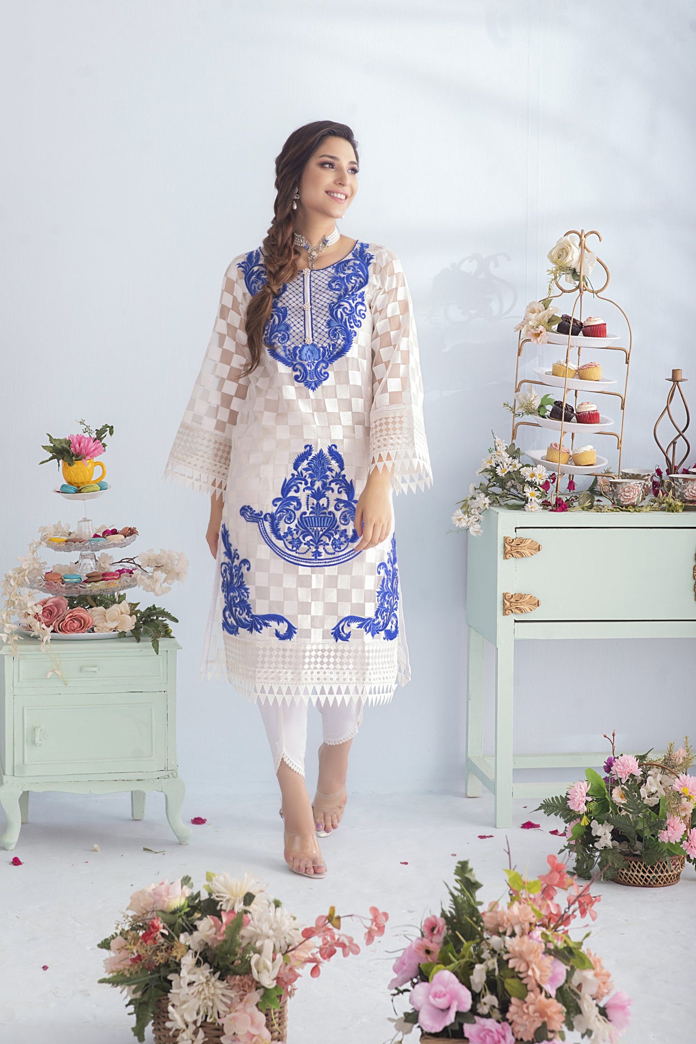 Embroidered Suit with Tie Dye Dupatta | FLORENCE | CARNIVAL