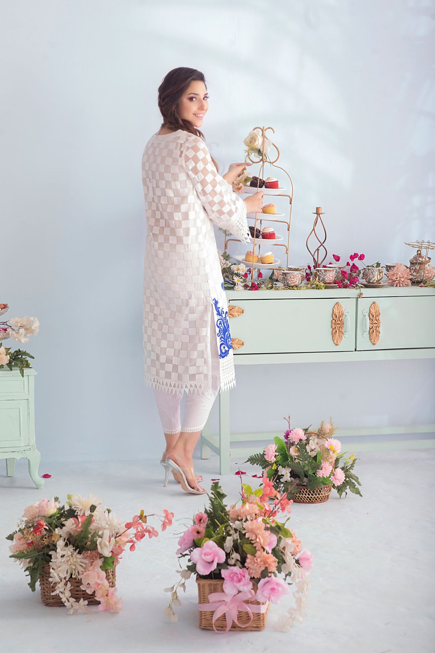 Embroidered Suit with Tie Dye Dupatta | FLORENCE | CARNIVAL