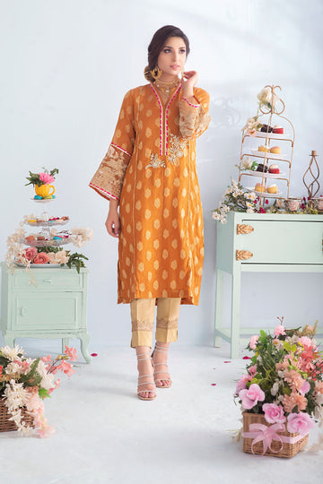 SPARKLE (HONEY GOLD) | CARNIVAL | Cotton Net Jacquard Suit | RJ’S PRET