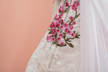 White Blossom Bling Chikankari Outfit | RJ’S PRET