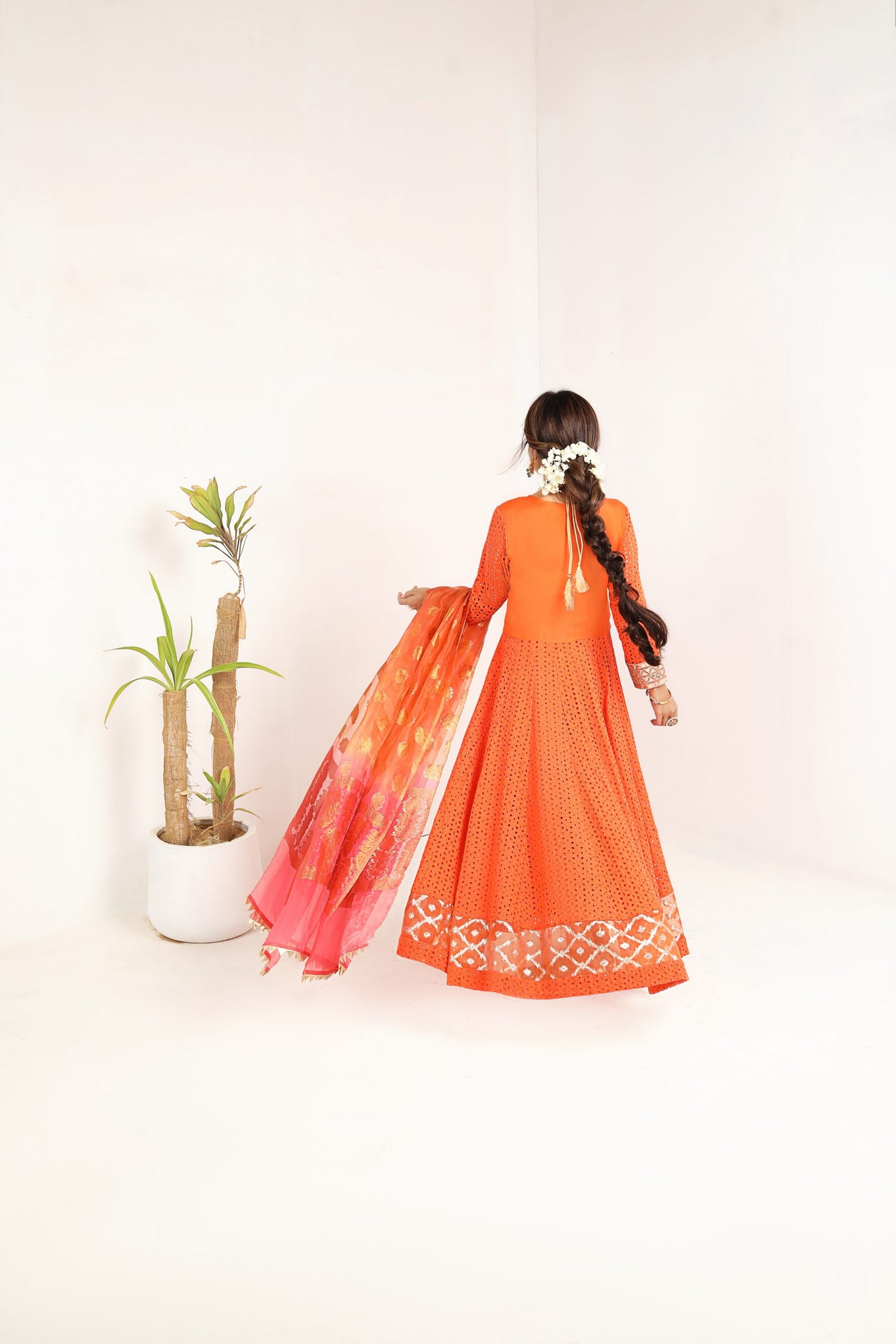 Orange Dusk Bling Kalidaar Frock Set | RJ’S PRET