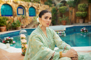 Chamak Mint Green Shadmani Embroidered Formal Dress | RJ’S PRET