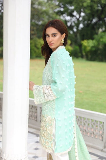 Seafoam Mystique 19 Embroidered Cotton Net Suit | RJ'S PRET