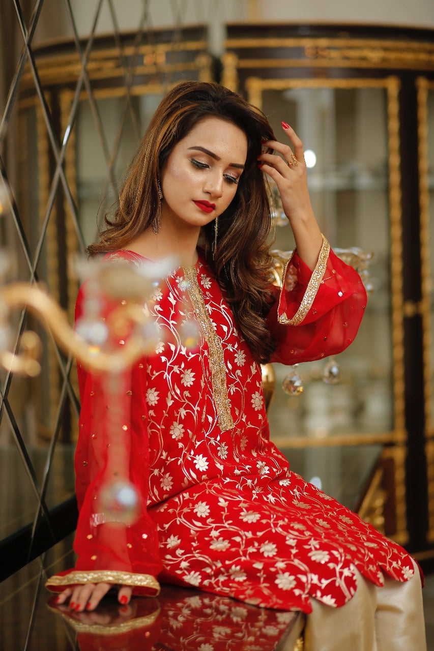 Blood Red Chiffon Dress