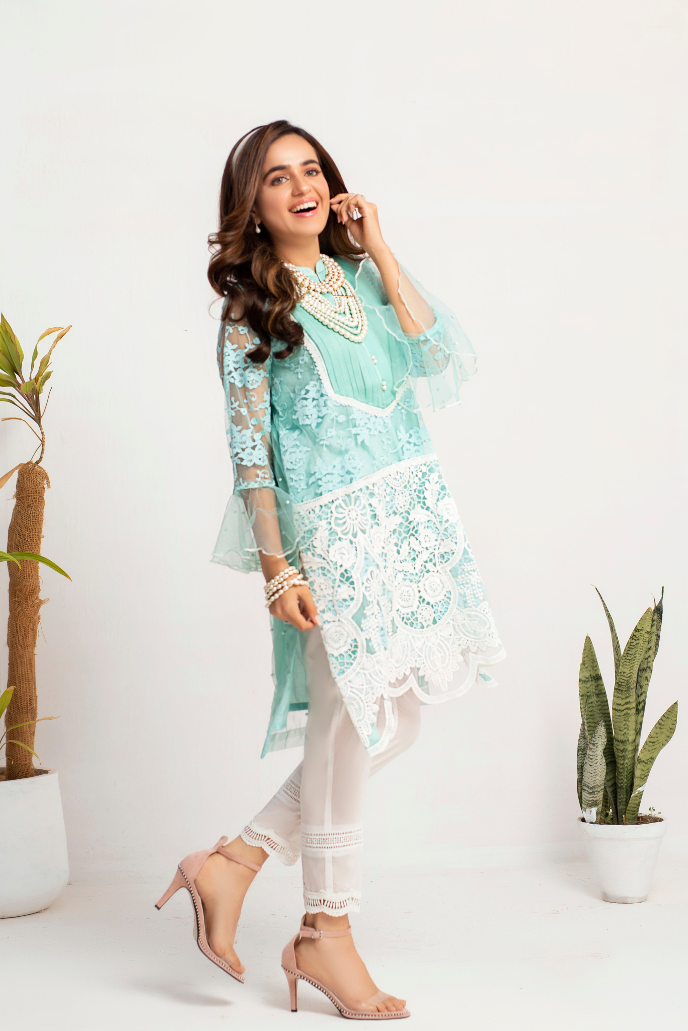 Icy Breeze Bling Embroidered Net Shirt | RJ’S PRET