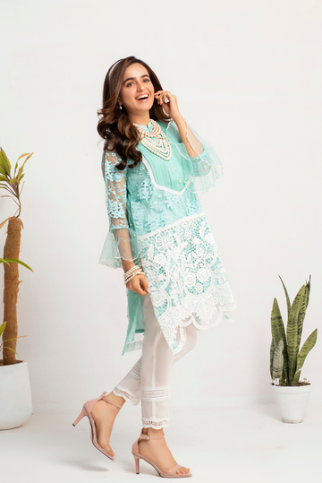 Icy Breeze Bling Embroidered Net Shirt | RJ’S PRET