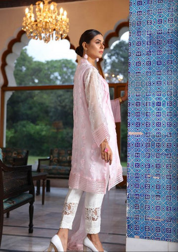 Crystal Pink Mystique Embellished Organza Dress | RJ'S PRET