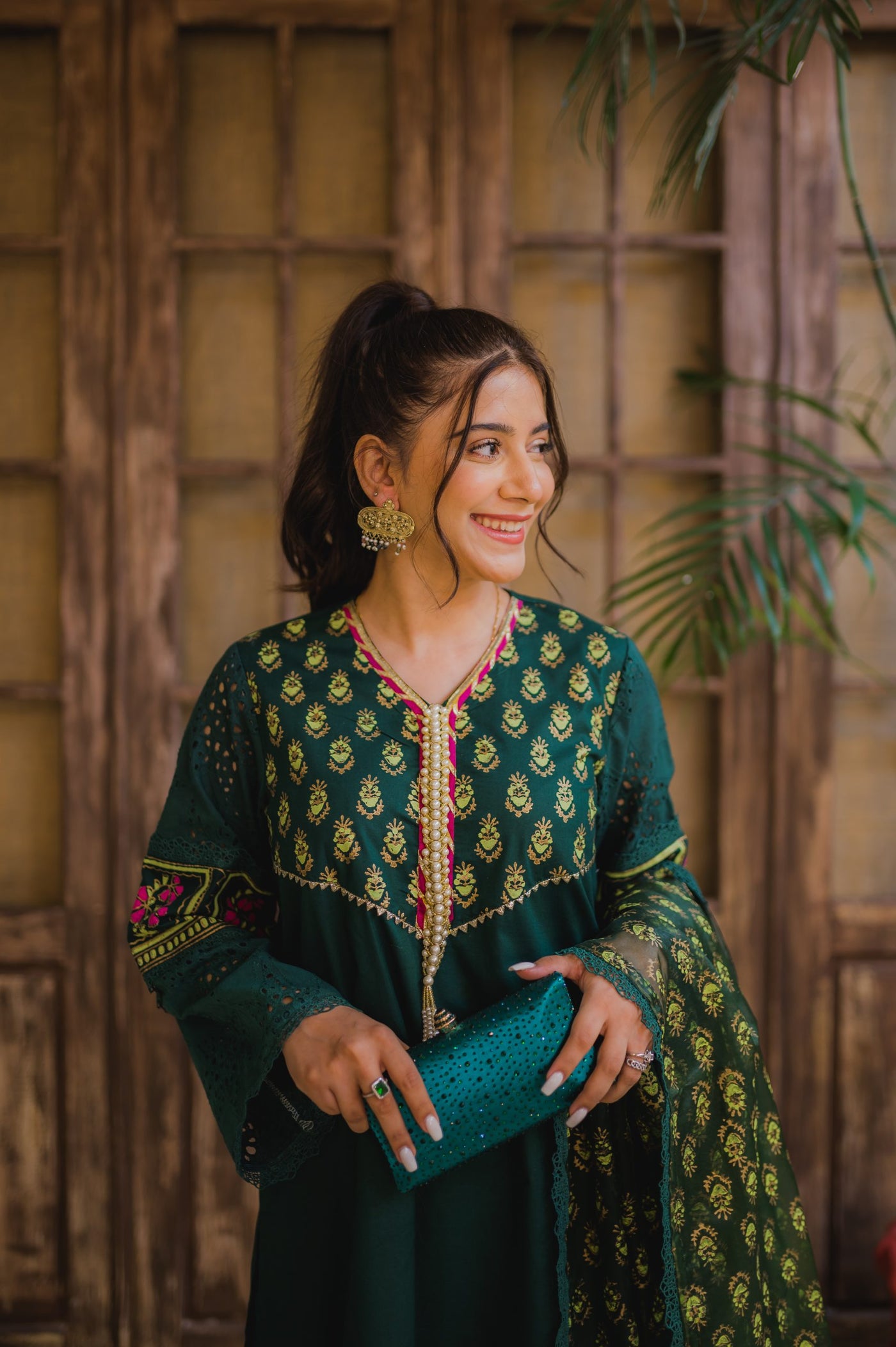 Emerald Block Kari – Block Printed Suit with Gotta & Chicken Kari
