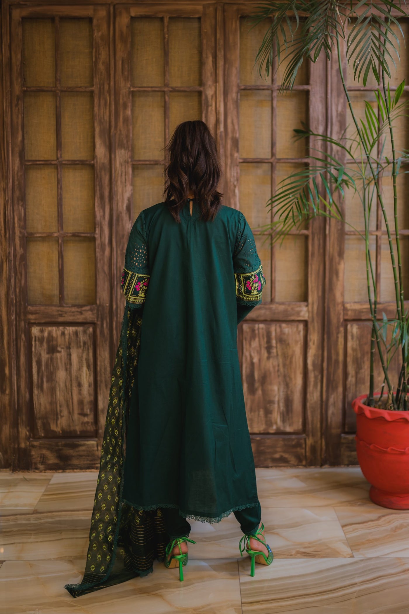Emerald Block Kari – Block Printed Suit with Gotta & Chicken Kari
