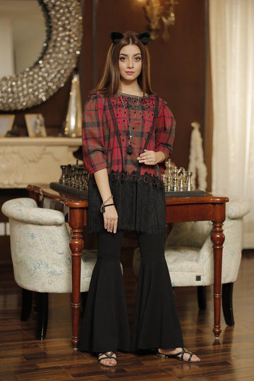 Demure Red Femo Checkered Top | RJ'S PRET