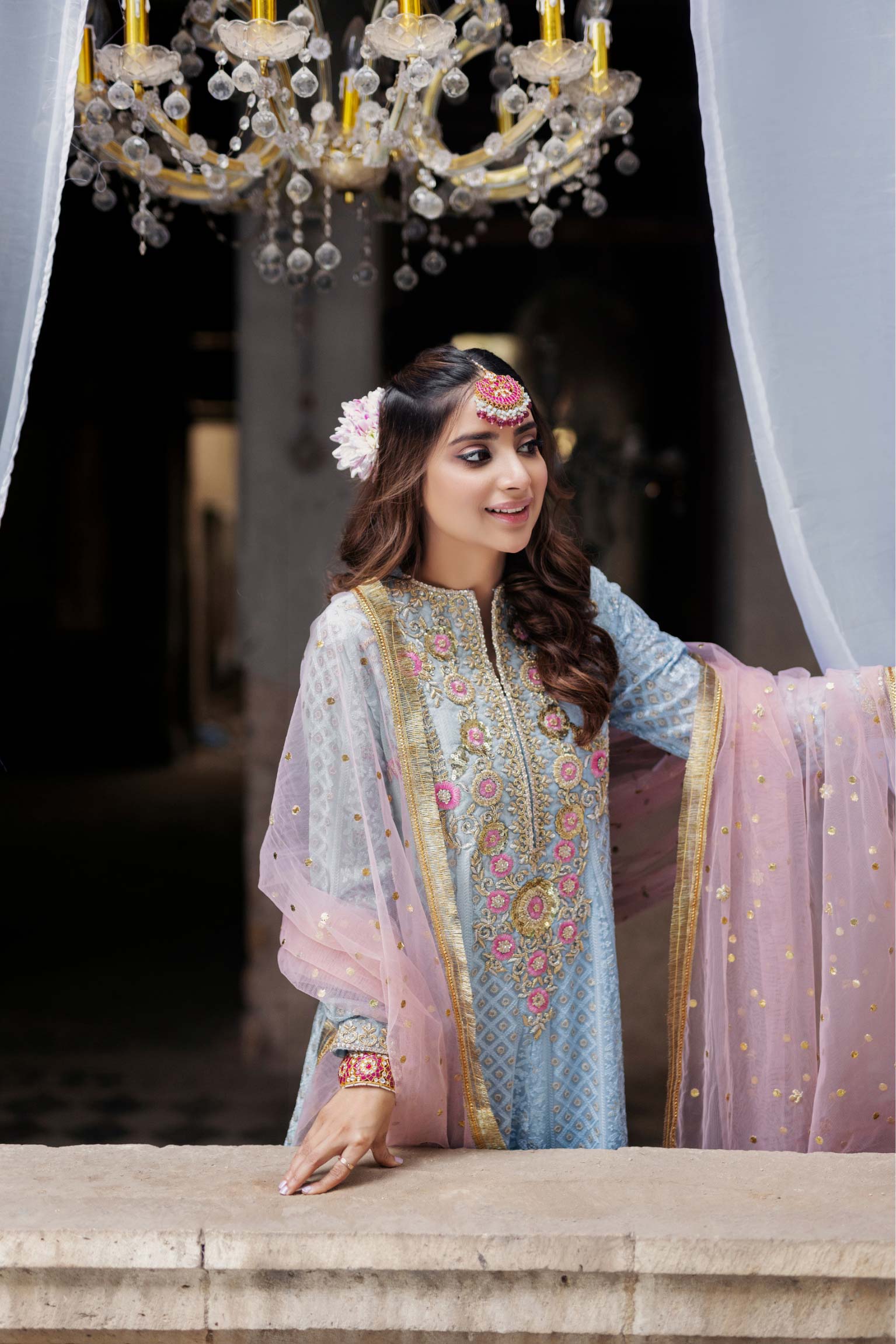 Sky blue dresses on sale pakistani