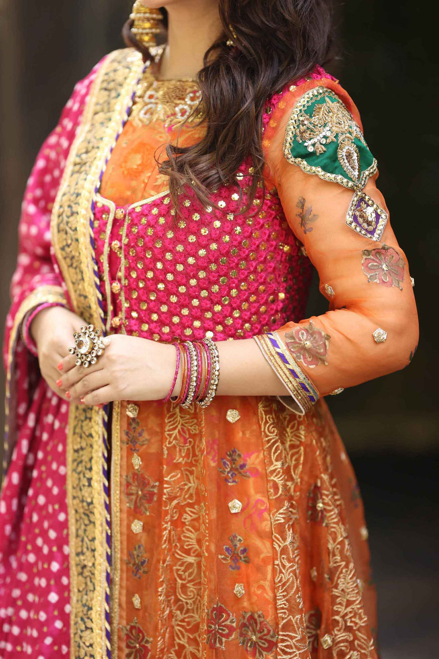 Henna Khushi Embroidered Silk Mehndi Dress | RJS PRET