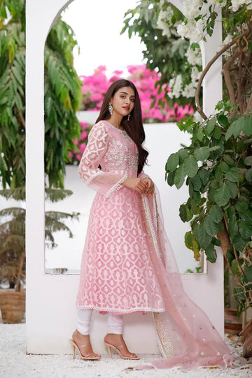 Pastel Pink Kalidaar Peshwas | BLUSH BALLET | BLOOM | RJS PRET