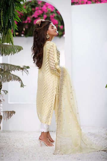 Embroidered Organza Suit | TUSCANY LEMON | BLOOM | RJS PRET