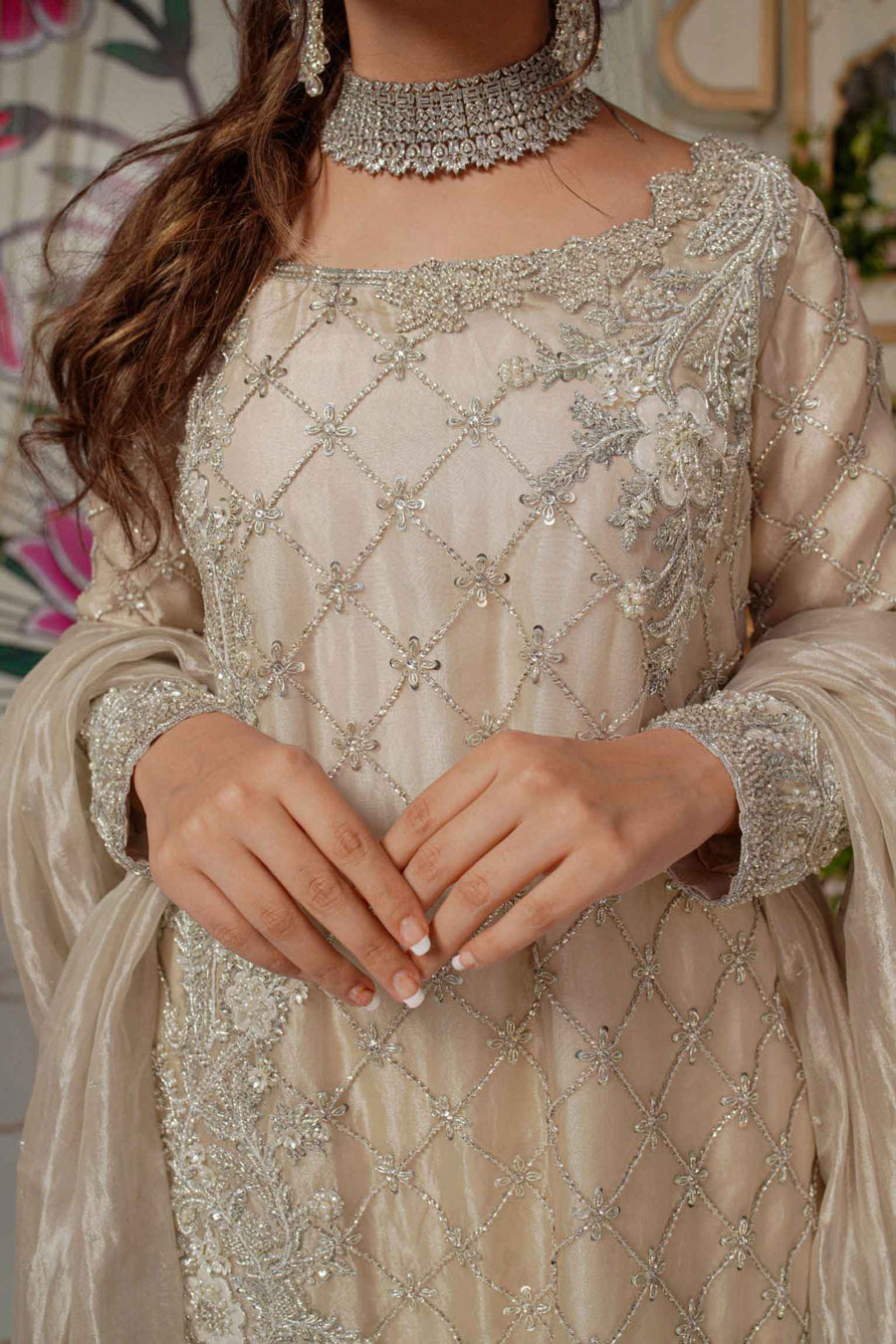 Kohinoor Khushi Swarovski Embroidered Organza Dress | RJS PRET