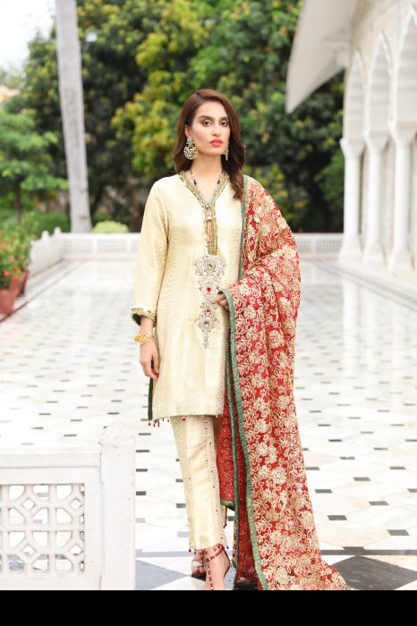 Mulberry Gold Mystique Embroidered Formal Suit | RJ'S PRET