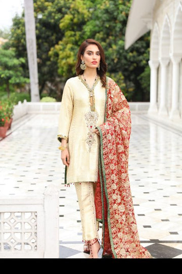 Mulberry Gold Mystique Embroidered Formal Suit | RJ'S PRET