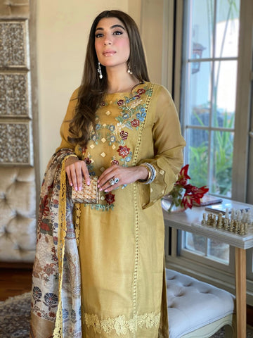 Resham Embroidered Suit | MUSTARD HUE | MEETHI EID | RJS PRET