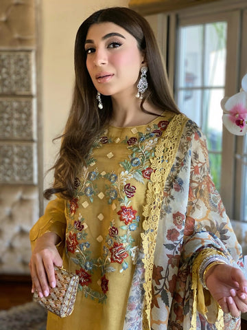 Resham Embroidered Suit | MUSTARD HUE | MEETHI EID | RJS PRET